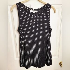 LOFT Black and Blush Pink Checkered Tank Top